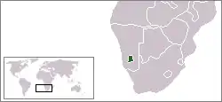 Location of the bantustan (green) within South West Africa (grey).