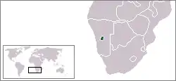 Location of Rehoboth within South West Africa.