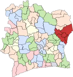Location of Gontougo Region in Ivory Coast