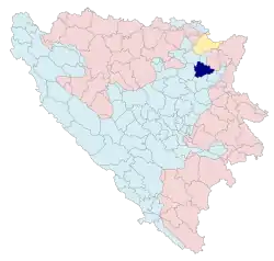 Location of Tuzla within Bosnia and Herzegovina (dark blue)