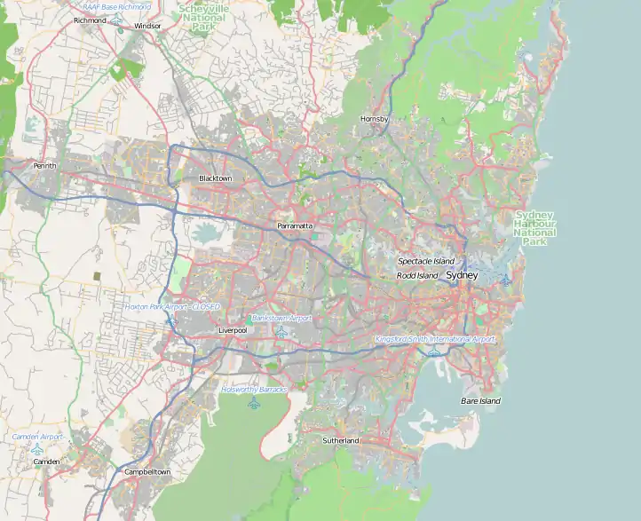 Map showing the location of Fort Denison