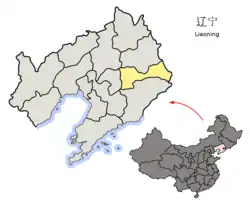 Location of Benxi City jurisdiction in Liaoning