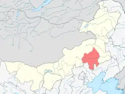 Location of Chifeng City jurisdiction in Inner Mongolia