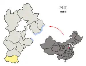 Location of Handan City jurisdiction in Hebei