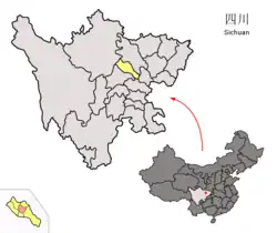 Location of Jingyang in Sichuan