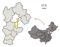 Location of Langfang City jurisdiction in Hebei
