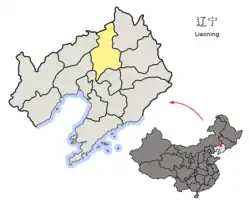 Location of Shenyang City jurisdiction in Liaoning