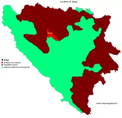 Location of Šolaji in Bosnia and Herzegovina