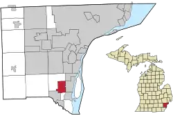 Location within Wayne County