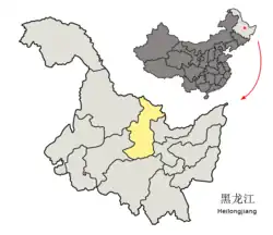 Location of Yichun City in Heilongjiang