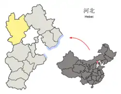 Location of Zhangjiakou in Hebei