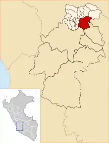 Location of Colcabamba in the Tayacaja province