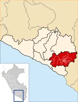 Location of Arequipa in the Arequipa Region