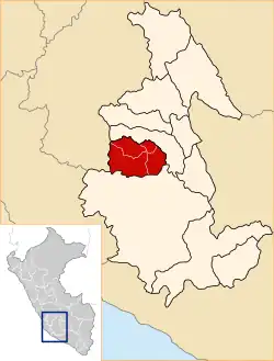 Location of Huanca Sancos in the Ayacucho Region