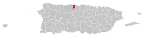 Map of Puerto Rico highlighting Barceloneta Municipality