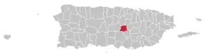Map of Puerto Rico highlighting Barranquitas Municipality