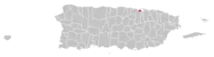 Map of Puerto Rico highlighting Cataño Municipality