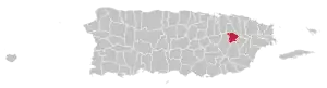 Map of Puerto Rico highlighting Gurabo Municipality