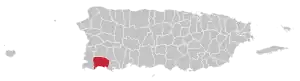 Map of Puerto Rico highlighting Lajas Municipality