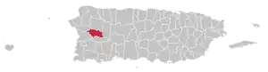 Map of Puerto Rico highlighting Las Marías Municipality