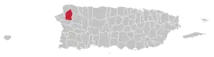 Map of Puerto Rico highlighting Moca Municipality