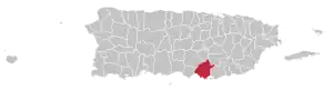 Map of Puerto Rico highlighting Salinas Municipality