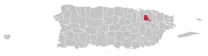 Map of Puerto Rico highlighting Trujillo Alto Municipality