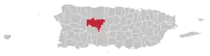 Map of Puerto Rico highlighting Utuado Municipality