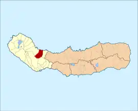 Location of the parish of Sao Vicente Ferreira within the municipality of Ponta Delgada