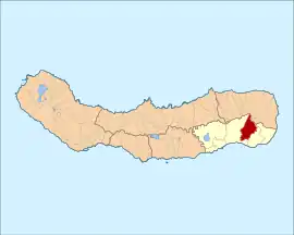 Location of the civil parish seat of Nossa Senhora dos Remédios in the municipality of Povoação