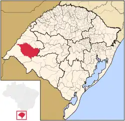 Location in Rio Grande do Sul and Brazil