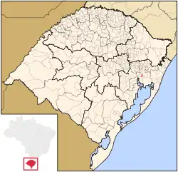 Geographical divisions of Rio Grande do Sul state. Cachoeirinha is highlighted in red.