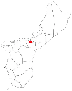 Location of Sinajana, Guam within the Territory of Guam.
