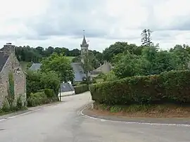 A general view towards the church in Locmaria-Berrien