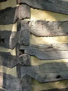 A common form of log cabin wall in America.