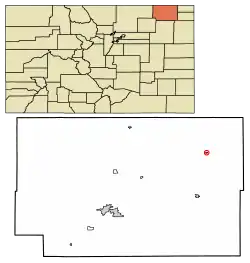 Location of the Town of Crook in the Logan County, Colorado.