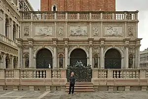  photograph of the loggetta at the base of the campanile