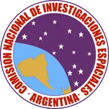 Logo de la Comisión Nacional de Investigaciones Espaciales.