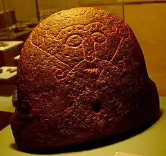 Snaptun stone, another mask stone depicting Loki