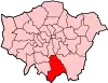 Location of the London Borough of Croydon in Greater London