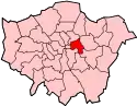 Location of the London Borough of Tower Hamlets in Greater London
