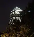 Night view with pyramid roof lit up