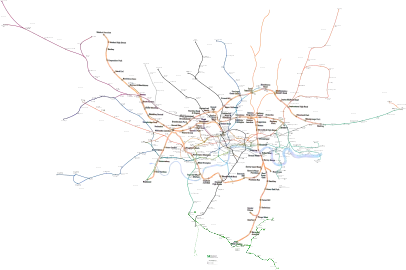 Geographic map showing London Overground with Underground and DLR