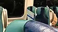 Seat check on back of seat of the Long Island Rail Road.