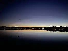 Dusk view of the eponymous Long Lake