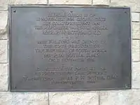 Plaque noting opening ceremony of the South African Commemorative Museum.