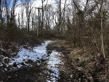 Looking up the access road to the former Darlington station in 2017