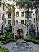 Entrance to apartments, faces Wilshire Boulevard.