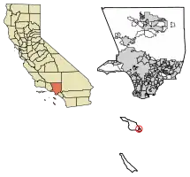 Location of Avalon in Los Angeles County, California