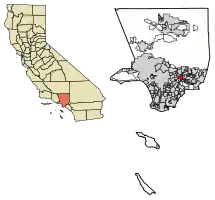 Location of El Monte in Los Angeles County, California